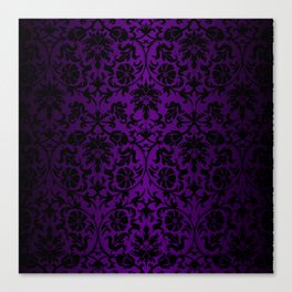 Purple and Black Damask Pattern Design Canvas Print