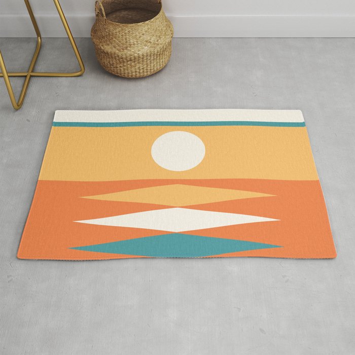 Abstract Geometric Sunrise 2 in Yellow orange green  Rug