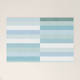 Color Block Stripe in Mint Blue Welcome Mat