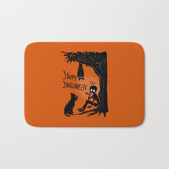 Halloween with the skull Bath Mat