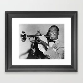 Black and White Photo of Louis Armstrong Framed Art Print