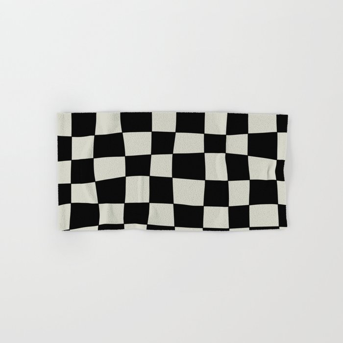 Hand Drawn Checkerboard Pattern (black/cream) Hand & Bath Towel