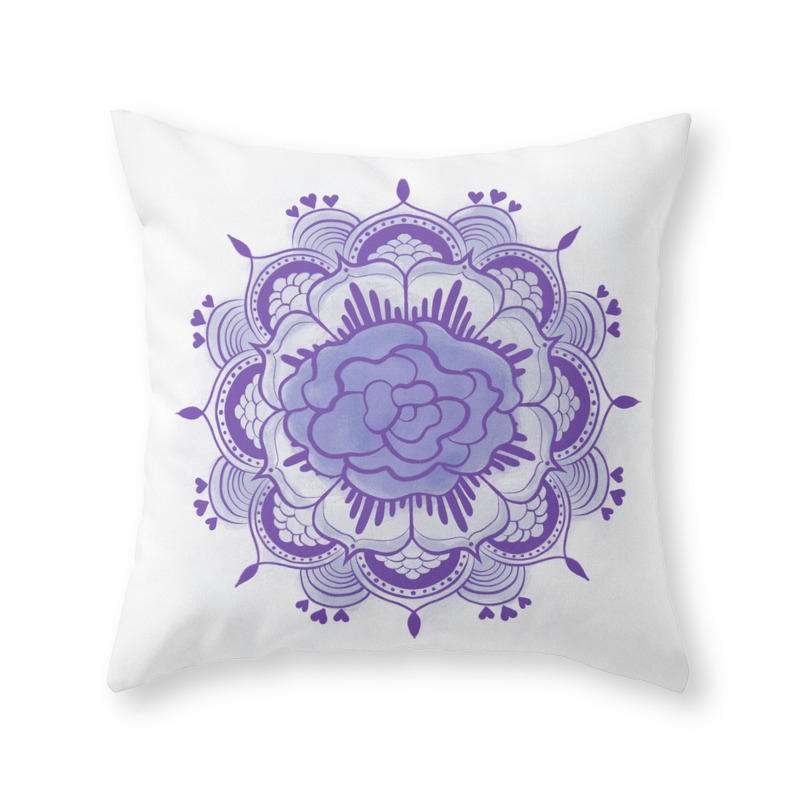 Purple Mandala Throw Pillow by peachyteastore