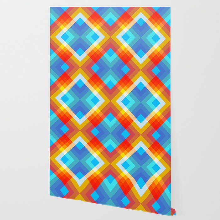 Blue Red Yellow Classic Colorful Abstract Minimal Retro 70s