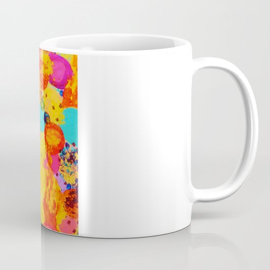 TIME FOR BUBBLY 2 - Fun Fiery Orange Red Whimsical Bubbles Bright Colorful Abstract Acrylic Painting Mug