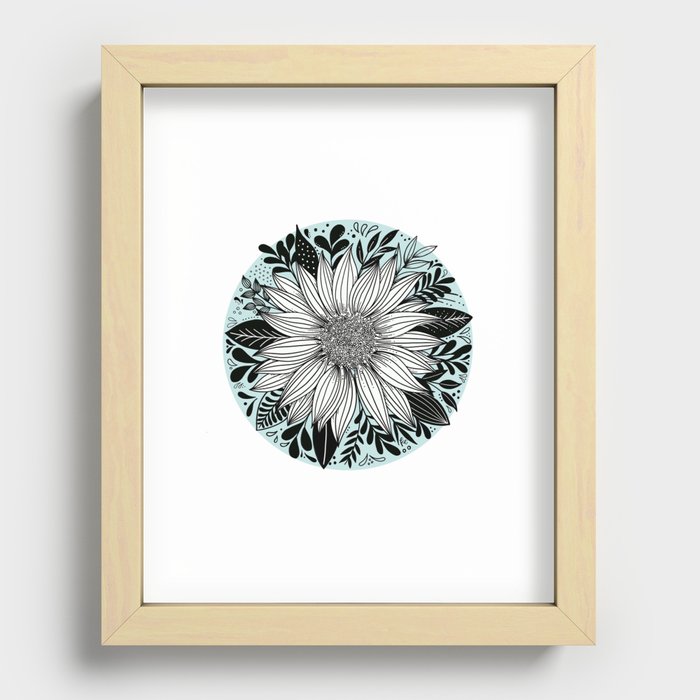 Sunflower Round Recessed Framed Print