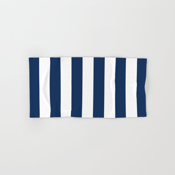 Navy blue and clearance white striped bath towels