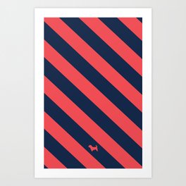 Preppy & Classy, Navy Blue / Red Striped Art Print