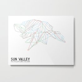 Sun Valley, ID - Minimalist Trail Map Metal Print | Graphic Design, Vector, Illustration, Abstract 
