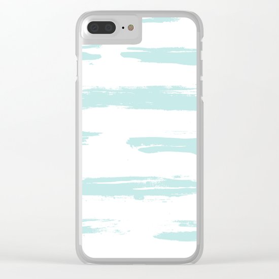 Swipe Stripe Succulent Blue and White Clear iPhone Case