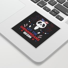 Happy 4th Cute Panda With Fireworks America Sticker