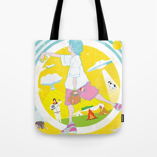 SUPER ULTRA MIRACLE SPACE GALAXY THUNDERBOLT INDIAN FIRE VOLCANO CATTLE MUTILATION LONELY WOLF BALL Tote Bag