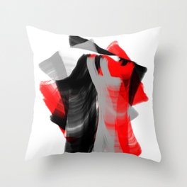 dancing abstract red white black grey digital art Throw Pillow