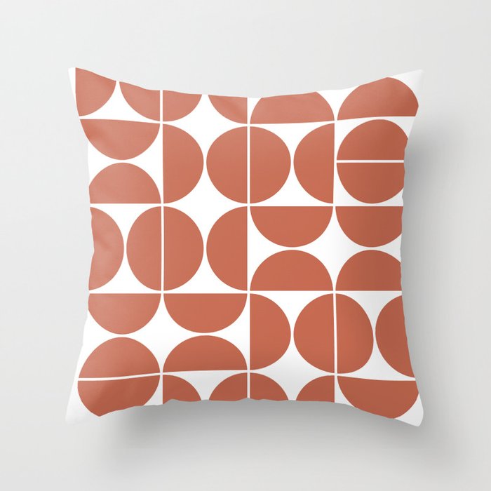 Mid Century Modern Geometric 04 Terracotta Throw Pillow