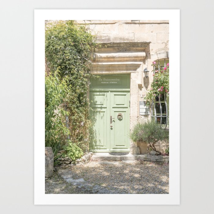 The Pastel Color City Hall of Roussillon, Front Door and Balcony Art Print, Travel Photography in France Art Print by Henrike Schenk Travel  Photography