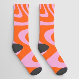 70s Retro Pink Orange Abstract Socks
