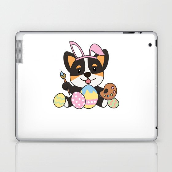 Sweet Corgi At Easter With Easter Eggs As An Laptop & iPad Skin