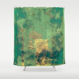 Grunge background with vintage style graphic elements, retro feeling composition and different color patterns: yellow (beige); brown; green; cyan Shower Curtain