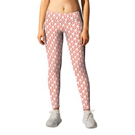 Polka Dot Pattern Vintage White Dots On Red Melon Boho Aesthetic Leggings