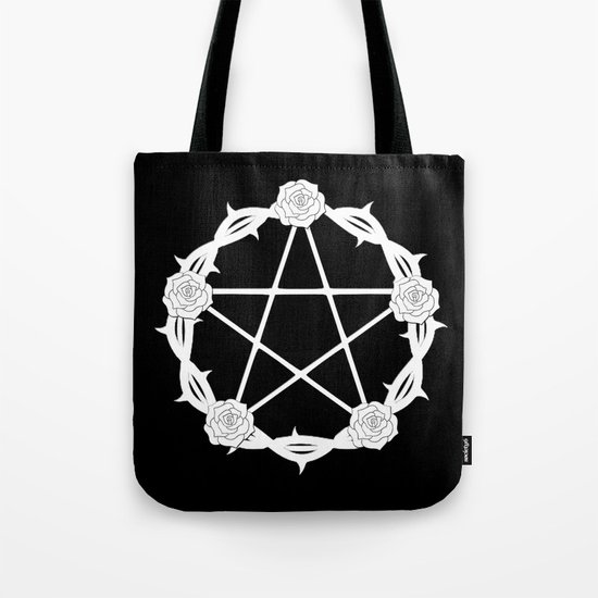 Pentagram and Roses Tote Bag