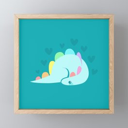 Cute rainbow stegosaurus Framed Mini Art Print