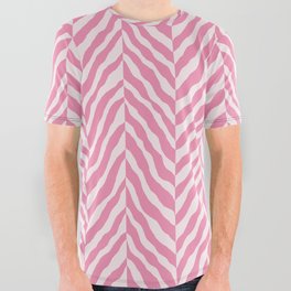 Pink Abstract Zebra chevron pattern. Digital animal print Illustration Background. All Over Graphic Tee