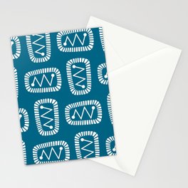 Mid Century Modern Atomic Radar Peacock Blue Stationery Card