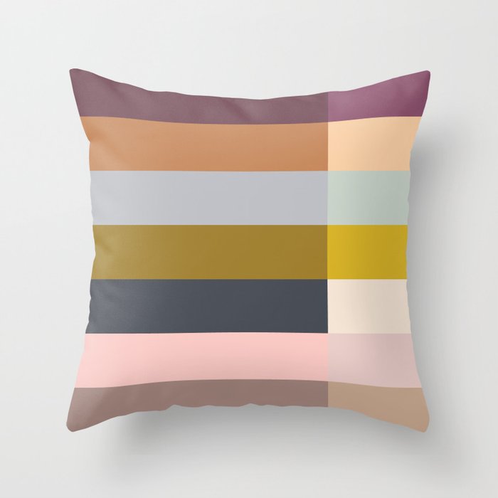 Multi Colored Block Striped Pattern Throw Pillow