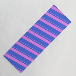[ Thumbnail: Violet and Royal Blue Colored Lines Pattern Yoga Mat ]