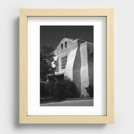 Santa Fe Adobe Church 2010 BW Recessed Framed Print