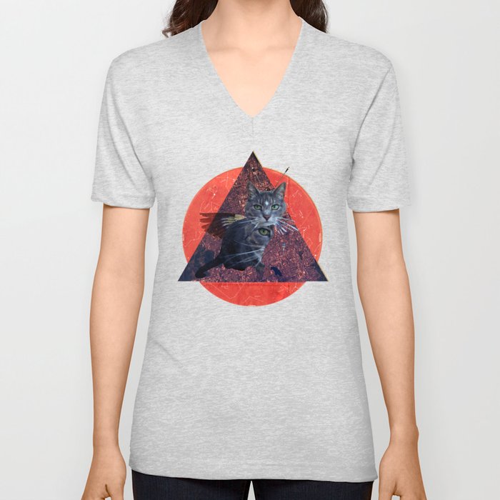 Cat Land Flight V Neck T Shirt