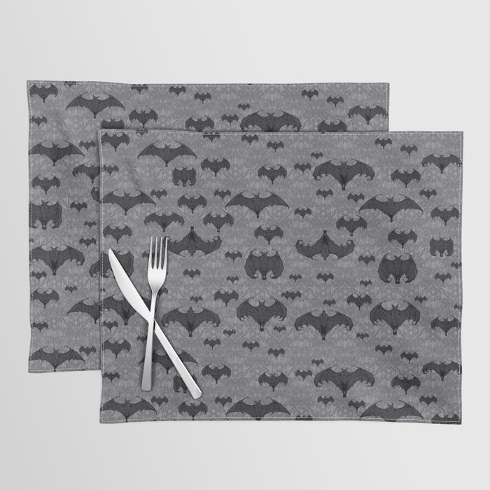 Balinese Bat Colony Print - Gray Placemat