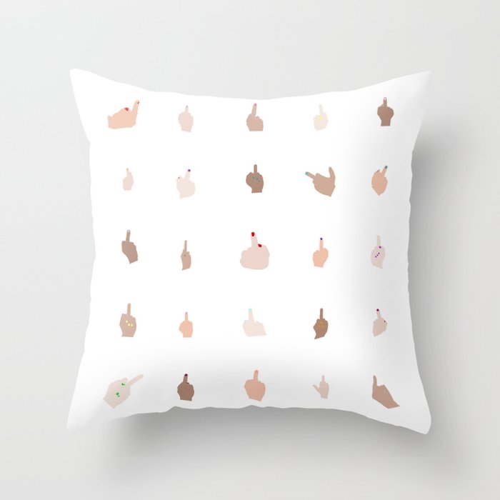 Middle Fingers With Colored Nails Throw Pillow