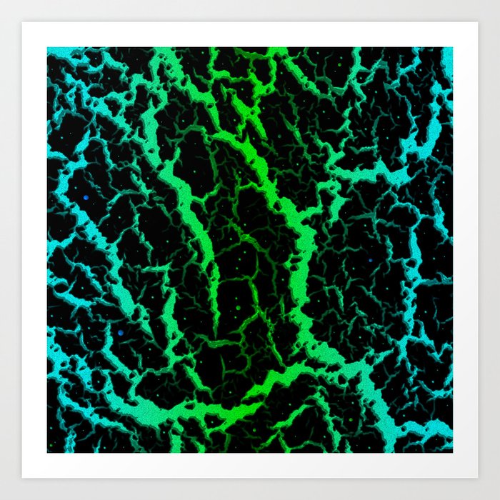 Cracked Space Lava - Cyan/Green Art Print