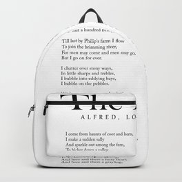 The Brook - Alfred, Lord Tennyson Poem - Literature - Typography Print 1 Backpack