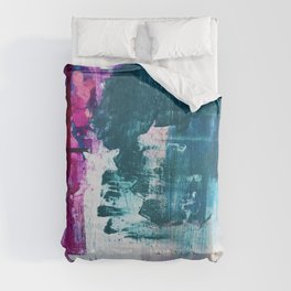 Complexity: a pretty abstract mixed-media piece in teal and purple by Alyssa Hamilton Art Comforter