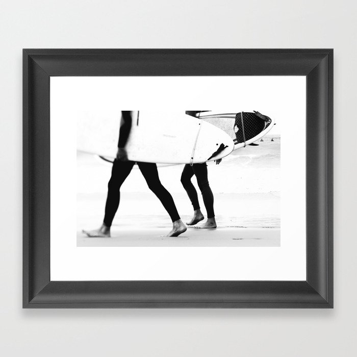 Catch a Wave Print - abstract black white surf board photography - Cool Surfers Print - Beach Decor Framed Art Print