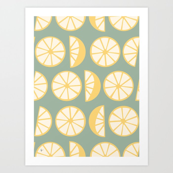 Lemon Slices Pattern Art Print