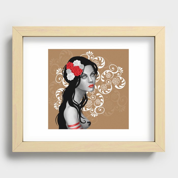 Goth Girl with Flowers in her Hair Recessed Framed Print