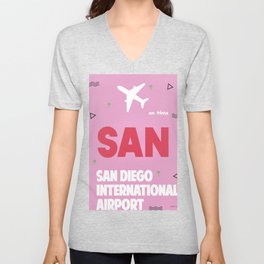 SAN San Diego airport code 1 V Neck T Shirt