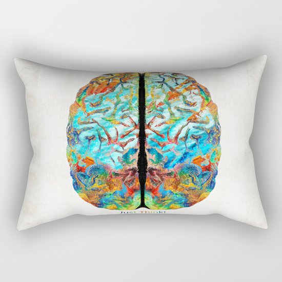 Colorful Brain Art - Just Think - By Sharon Cummings Rectangular Pillow