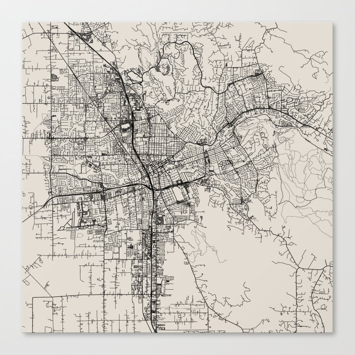 Santa Rosa USA - City Map - Black and White Aesthetic Canvas Print