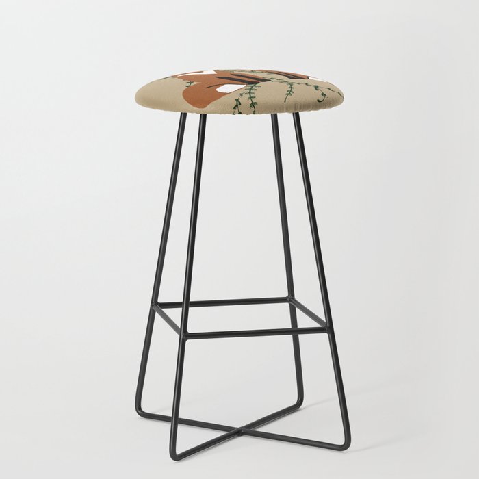 Red Foxes foliage leaves mid tones with redbrown Foxes Bar Stool