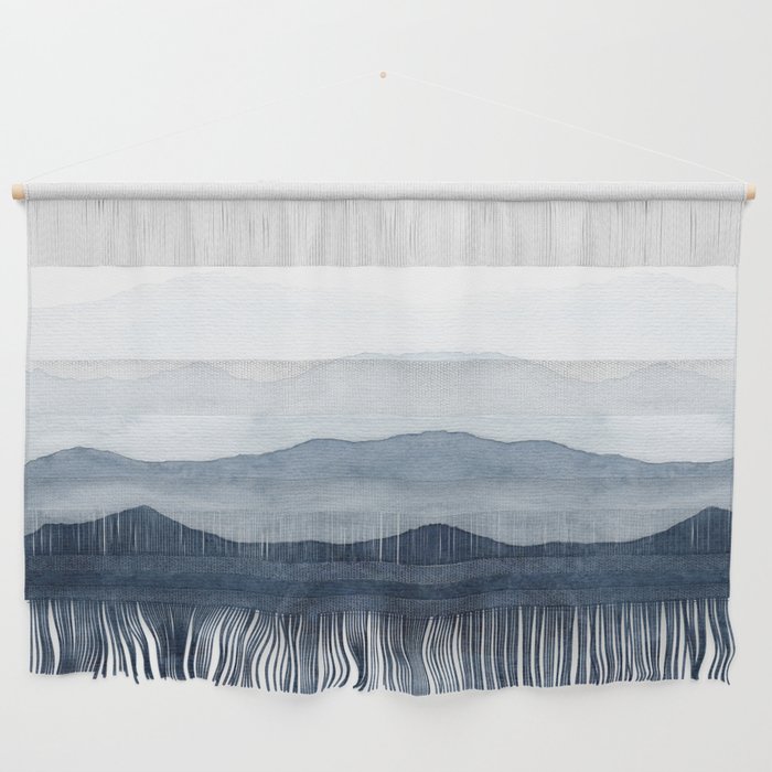 Indigo Abstract Watercolor Mountains Wall Hanging By Ccartstudio Society6