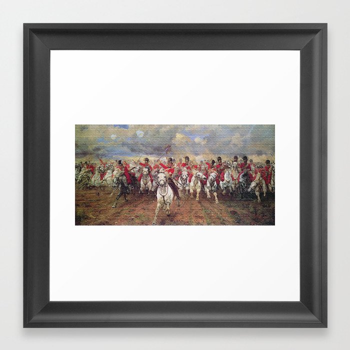 Charge Of The Scots Greys At Waterloo Framed Art Print By