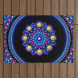 Colorful Mandala; Dot Painting Outdoor Rug