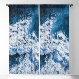 Dark Blue Ocean Waves With White Foam Blackout Curtain