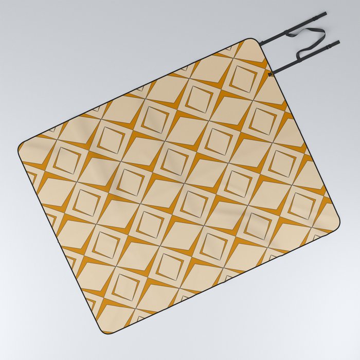 Retro 1960s geometric pattern design 2 Picnic Blanket