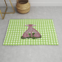 Pink Staffordshire Dogs Greyhounds Gingham Area & Throw Rug