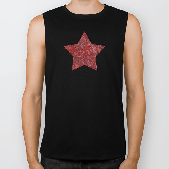 Red and black swirls doodles Biker Tank